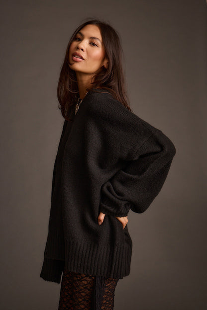 Zoe Siyah Oversize Kazak