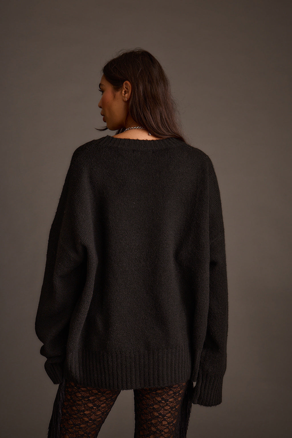 Zoe Siyah Oversize Kazak