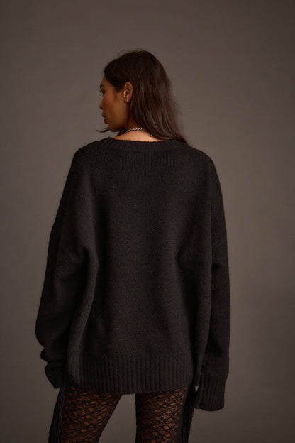 Zoe Siyah Oversize Kazak