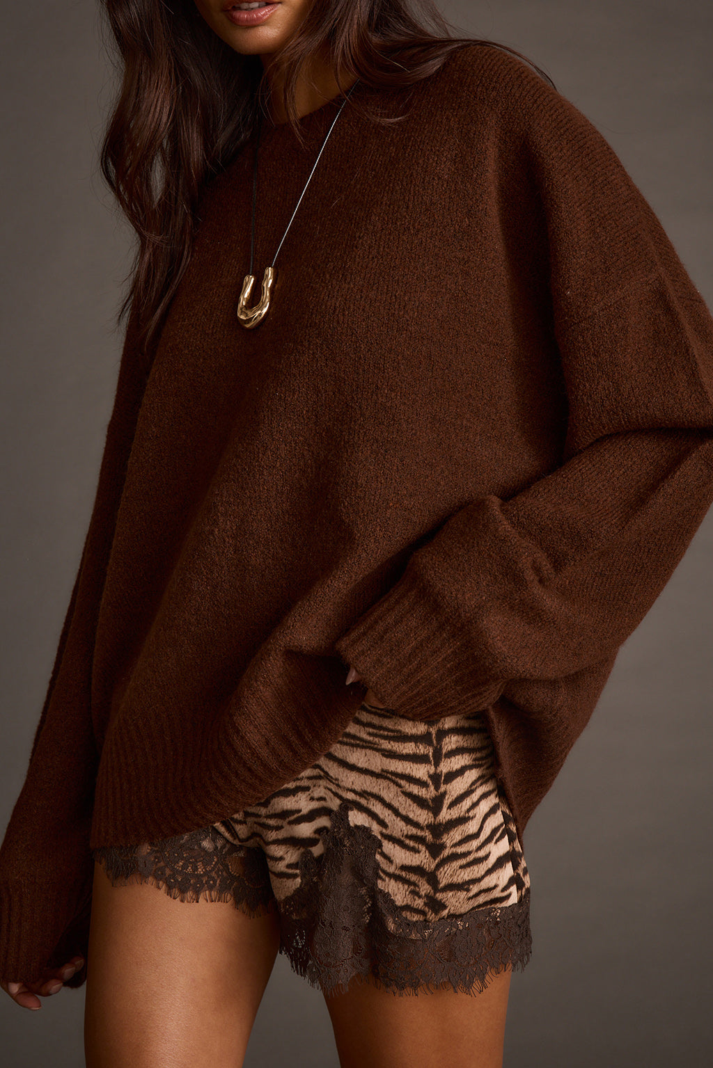 Zoe Kahverengi Oversize Kazak