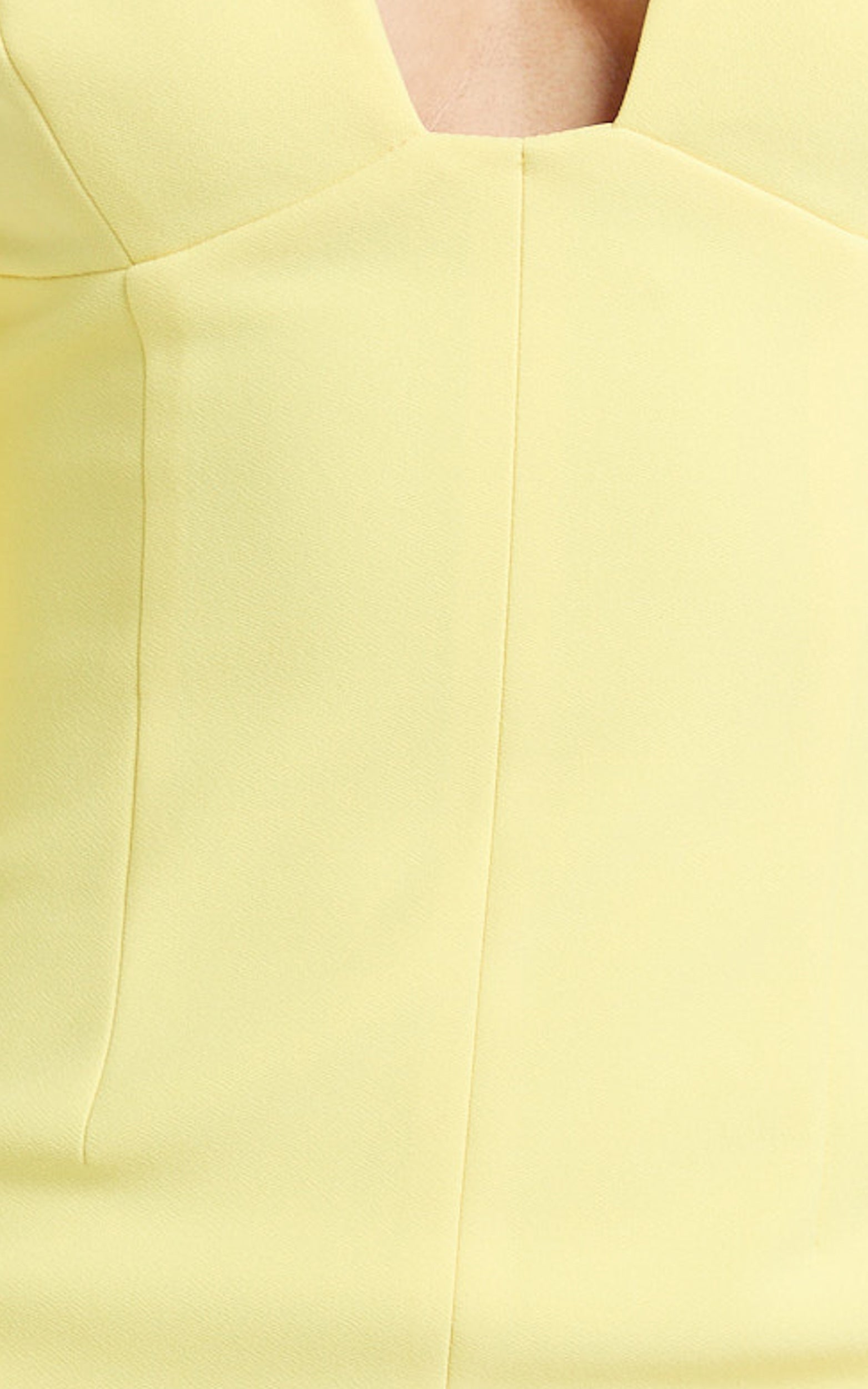 Zyla Mini Elbise - Limon Sarısı Geniş Omuzlu Kalp Yaka Vücuda Oturan Elbise