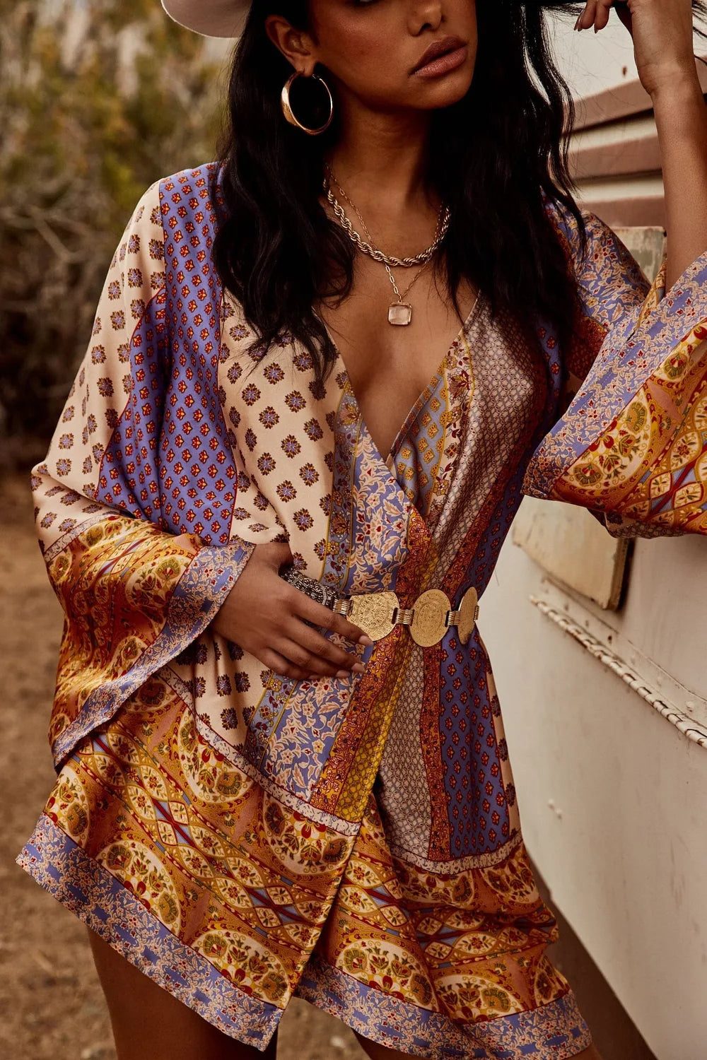Gold Standard Çok Renkli Kimono Elbise
