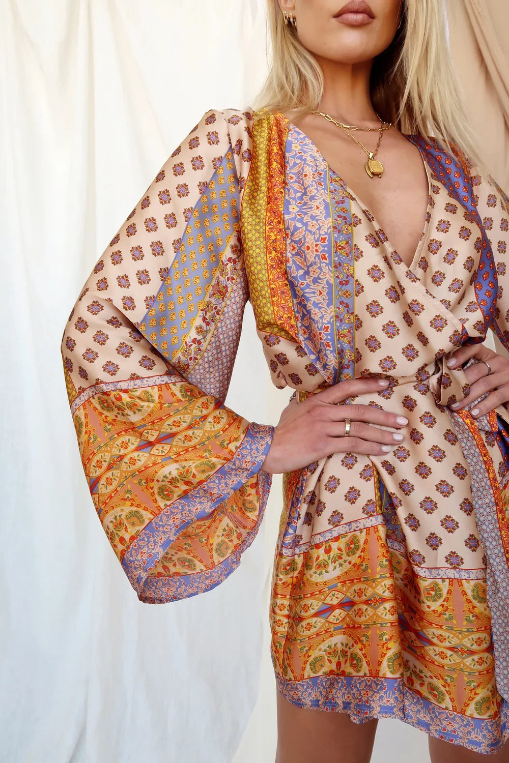 Gold Standard Çok Renkli Kimono Elbise