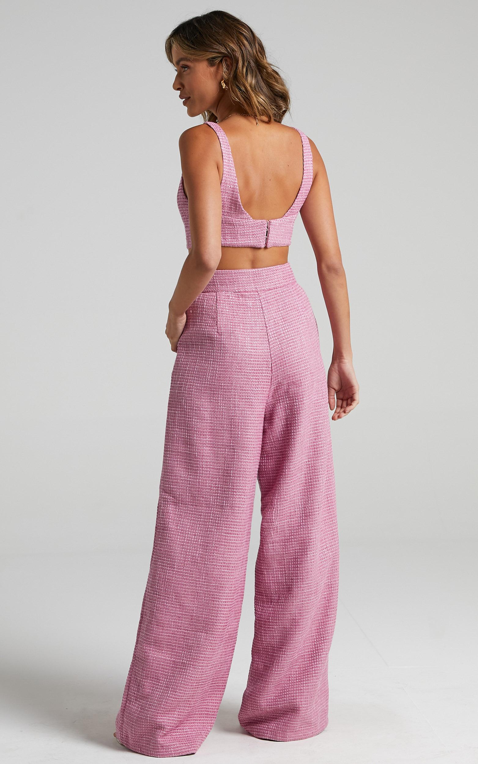 Adelaide İki Parça Takım - Pembe Crop Üst ve Bol Paça Pantolon Takımı